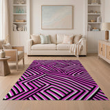 Bold Pink Black Zigzag Geometric Area Rug