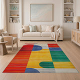 Vibrant Geometric Multi-Color No. 19 Area Rug