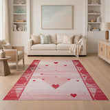 Scattered Red Hearts Southwestern Area Rug