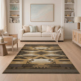 Brown and Tan Southwestern Geometric Brown Tan Area Rug