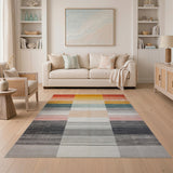 Multi-color and Patterns Vibrant Multi-Color Block Stripe Area Rug