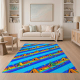 Rainbow Campsite Kids Washable Area Rug