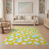 Sunny Yellow Teal Drop Abstract Area Rug