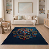 Ornate Nautical Compass Rose Area Rug