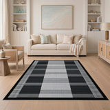 Bold Black White Geometric Grid Geometric Modern Area Rug