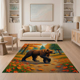 Autumn Grizzly Bear Forest Path Rug