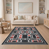 Striking Red Geometric Modern Area Rug