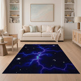 Cosmic Lightning Blue Teal Area Rug