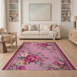 Pink Vintage Pink Rose Floral Area Rug