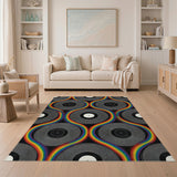 Multi-color and Patterns Rainbow Vinyl Record Geometric Area Rug