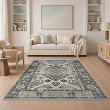 Beige and Neutral Heritage Tribal Beige Geometric Area Rug