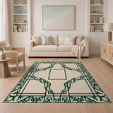 Intricate Green Persian Border Rug