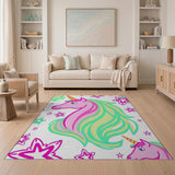 Multi-color and Patterns Magical Unicorn Kids Area Rug with Stars