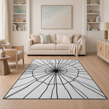 Black and White Geometric Modern Intricate Spider Web Black White Area Rug