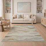 Serene Waves Beige Abstract Area Rug