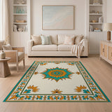 Teal Orange Star Medallion Persian Rug