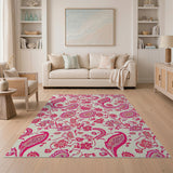 Vibrant Pink Paisley Area Rug