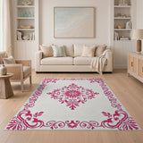 Ornate Pink Floral Medallion Rug
