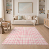 Geometric Modern Pink Checkered Washable Area Rug