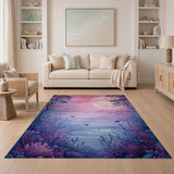 Moonlit Purple Depths Coral Reef Area Rug