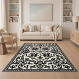Black and White Floral Vintage Black White Floral Vintage Area Rug