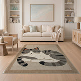 Cute Sleeping Tabby Cat Tufted Area Rug