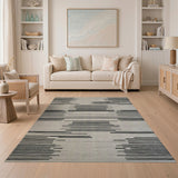 Modern Black Line Geometric Area Rug
