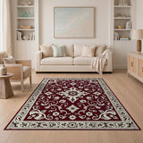 Burgundy Floral Persian Area Rug