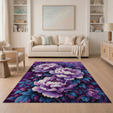 Purple Peony Blooms Area Rug