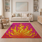 Vibrant Pink Flame Abstract Area Rug