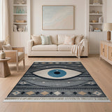 Evil Eye Grey Heritage Tribal Area Rug