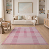 Modern Pink Grid Stripe Area Rug