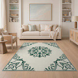 Green Intricate Green Mandala Persian Area Rug
