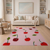 Playful Cherry Print Pink Area Rug