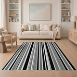 Bold Black White Vertical Stripe No. 25 Area Rug