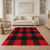 Check Red Bold Red Black Buffalo Check Area Rug