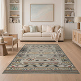 Grey Grey Heritage Tribal Geometric Area Rug