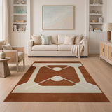 Brown Tan Baseball Diamond Geometric Area Rug