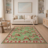 Vintage Green Plum Blossom Floral Area Rug
