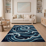 Swirling Ocean Vortex Waves Area Rug