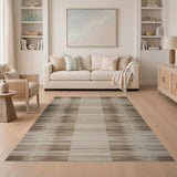 Brown Tan Vertical Stripe Geometric Rug