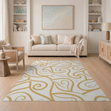 Elegant Gold Swirl Abstract Area Rug