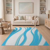Abstract Area Swirling Teal Waves Abstract Area Rug