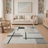 ODIKA Washable Abstract Geometric Area Rug - Low Pile Non-Slip Mid-Century Modern Rug