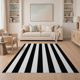 Bold Black White Vertical Striped Black and White Area Rug