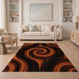 Orange Vortex Swirl Area Rug