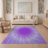 Purple Radiant Swirl Abstract Area Rug