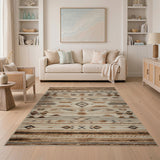 Southwestern Southwestern Brown Tan Geometric Area Rug