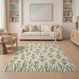 Daisy Meadow Floral Beige Area Rug