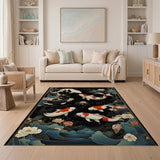 ODIKA Washable Koi Fish Japanese Area Rug, Non-Slip Low Pile Oriental Carpet